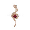 Light Gold Alloy Glass Safety Pin Brooch PW-WG33A3A-01-1