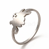 304 Stainless Steel Hollow Out Ghost Finger Ring for Halloween RJEW-K239-15P-3
