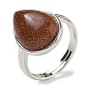 Synthetic Goldstone Teardrop Adjustable Rings RJEW-K371-08S-24-2