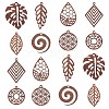 16Pcs 8 Styles Natural Wood Pendants WOOD-CJ0001-71-1