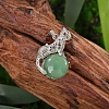 Natural Green Aventurine Flat Round Pendants PW-WG528BD-01-1