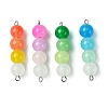 Gradient Color Round Glass Beaded Connector Charms PALLOY-JF02805-1