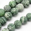 Natural Green Spot Jasper Round Bead Strands G-D678-6mm-1