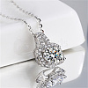 925 Sterling Silver Micro Pave Cubic Zirconia Square Pendant Necklace for Women VG9758-1
