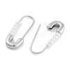 304 Stainless Steel & Plastic Imitation Pearl Safety Pin Hoop Earrings for Women EJEW-C096-05P-2