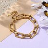 304 Stainless Steel Rectangle Chain Bracelets for Women BJEW-Z084-04G-2