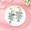 Brass with Raw Rough Natural Aquamarine Beads Stud Dangle Earrings EJEW-JE07474-02-1