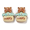 Bear Theme Opaque Resin Cabochons CRES-D040-01D-1