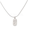 Non-Tarnish 304 Stainless Steel Oval with Hollow 7 Pendant Necklaces NJEW-N055-04P-1