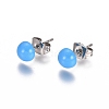 Spray Paint 304 Stainless Steel Stud Earrings EJEW-L215-56E-P-1