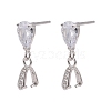 Anti-Tarnish Rhodium Plated 925 Sterling Silver Dangle Stud Earing Settings X-STER-K038-008P-1