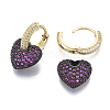 Brass Micro Pave Cubic Zirconia Dangle Huggie Hoop Earrings KK-R137-017C-NF-3