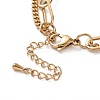 PVD Vacuum Plating 304 Stainless Steel Double Chains Multi Layered Necklace with Rings Charm for Women STAS-E155-15G-4