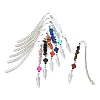 7Pcs 7 Styles Cross Dyed Synthetic Turquoise & Alloy Feather Charm Bookmarks AJEW-JK00350-1