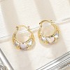 Brass Two Tone Hoop Earrings EJEW-B117-05-1