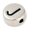 925 Sterling Silver Flat Round with Letter Beads LS-STER-G044-01AS-J-2