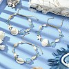 3Pcs Natural Shell & Quartz & Aquamarine Braided Bead Bracelets for Women BJEW-TA00576-1