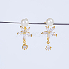 Elegant Brass Pave Clear Cubic Zirconia Stud Earrings WX5814-2