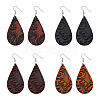 FIBLOOM 4 Pairs 4 Colors PU Leather Dangle Earrings with Steel Iron Pins EJEW-FI0003-09-1