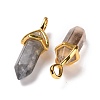 Natural Grey Quartz Pointed Pendants G-K329-63G-3