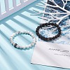 2Pcs 2 Style Natural Lava Rock & Howlite Stretch Bracelets Set with Alloy Crown Beaded BJEW-JB08317-2