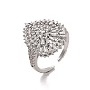 Brass Micro Pave Cubic Zirconia Open Cuff Rings RJEW-R146-16C-P-1