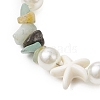 Starfish Synthetic Turquoise & Natural Flower Amazonite Chip Beaded Bracelets for Women BJEW-JB11264-04-3