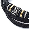 Men's Black PU Leather Cord Multi-Strand Bracelets BJEW-K243-63AS-3