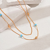 Fashionable Brass & Synthetic Turquoise Double Layer Necklaces for Women YE5870-3-2