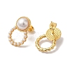 Rack Plating Brass with ABS Plastic Pearl Stud Earrings for Women EJEW-G403-09G-2