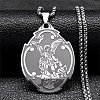 201 Stainless Steel Saint Saint Michael The Archangel Pendant Necklaces for Women NJEW-M105-02P-1