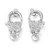 Brass Micro Pave Clear Cubic Zirconia Lobster Claw Clasps ZIRC-Q024-17P-2