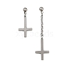Christian Upside Down Cross 201 Stainless Steel Dangle Stud Earrings LS-EJEW-P314-01C-P-4