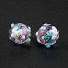 UV Plating Rainbow Iridescent Acrylic Enamel Beads X-OACR-I003-10-3