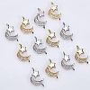 HOBBIESAY 12Pcs 2 Colors Brass Micro Pave Clear Cubic Zirconia Connector Charms FIND-HY0001-21-5