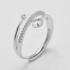 Anti-Tarnish Adjustable Rhodium Plated 925 Sterling Silver Ring Components STER-K038-023P-4