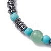 Natural Green Aventurine & Synthetic Turquoise & Non-magnetic Synthetic Hematite Beaded Stretch Bracelets BJEW-JB10827-3