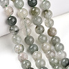 Natural Green Rutilated Quartz Round Beads Strands G-T140-10mm-02-3