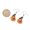 Halloween Theme Alloy Wood Pumpkin Dangle Earrings EJEW-JE05850-01-3