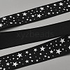 100 Yards Polyester Star Print Grosgrain Ribbon OCOR-WH0085-62-1
