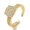 Rack Plating Brass Micro Pave Clear Cubic Zirconia Cuff Ring RJEW-P104-05G-1