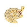 Rack Plating Brass Micro Pave Cubic Zirconia Pendants KK-K341-70G-2