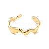 Vacuum Plating 304 Stainless Steel Wave Open Cuff Ring for Women RJEW-C040-02G-2