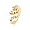 Colorful Cubic Zirconia Snake Open Cuff Ring RJEW-K240-08G-01-3