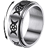 Non-Tarnish Triple Moon Goddess Stainless Steel Rotating Finger Ring PW-WG65299-06-1