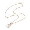 Glass Teardrop Pendant Necklaces NJEW-MZ00066-03-4