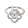 Flower Brass Micro Pave Cubic Zirconia Adjustable Ring Settings KK-K297-13P-2