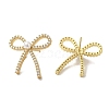 Rack Plating Brass Micro Pave Clear Cubic Zirconia Bowknot Stud Earrings for Women EJEW-P280-27G-2