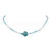 Summer Beach Sea Turtle Dyed Synthetic Turquoise & Glass Seed Beads Beaded Necklaces for Women NJEW-JN05081-01-1