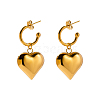 Ion Plating(IP) 304 Stainless Steel Heart Dangle Stud Earrings EJEW-L266-01G-1